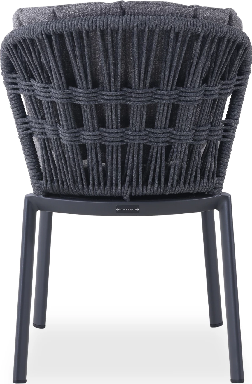 Karrige ngrënieje GOFFEN, alumin, jastëkë, litar, ngjyrë qymyr, 57x61.5x82cm