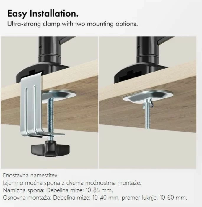 Mbajtës i dyfishtë për monitor VonHaus 3000915, gaz-spring, 10-32\", VESA 75x75/100x100, i zi