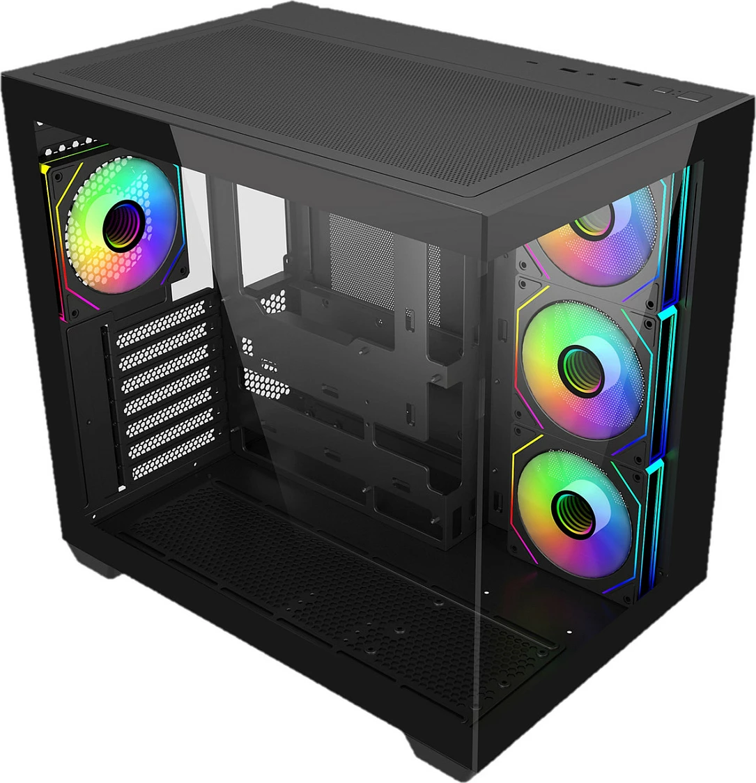 Kasë Cooler Master Elite 681, Midi Tower, Tempered Glass, RGB, e zezë