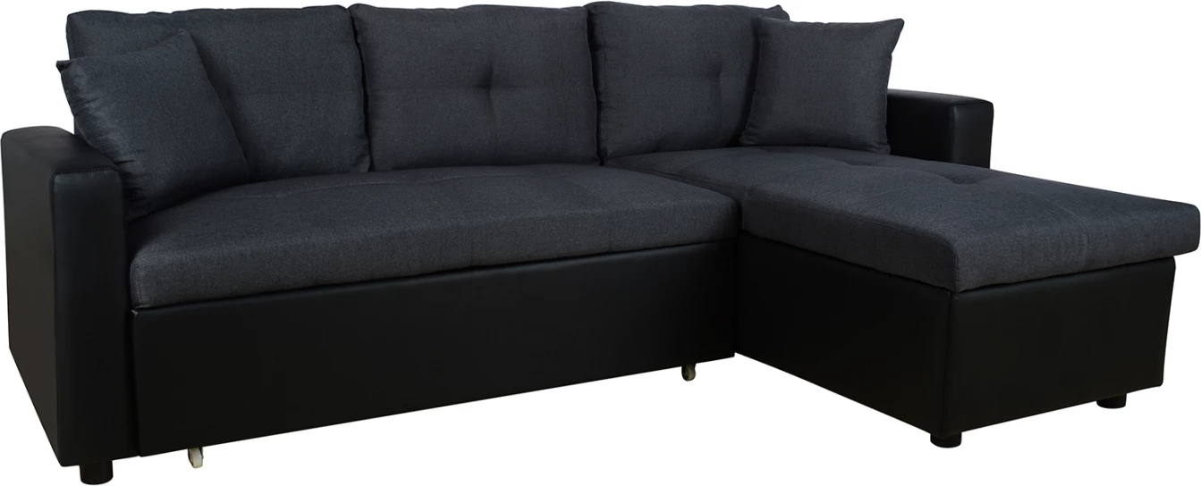 Kënd divani shtrat Wayne 220x146x86 FH3028.01 Gri me PU të zezë