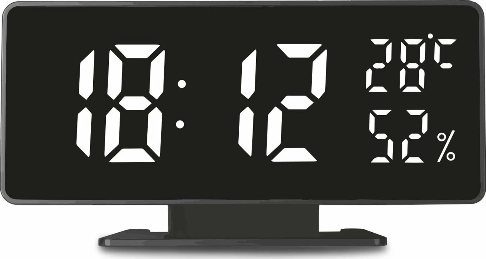 Orë digjitale me alarm GreenBlue GB395, me termometër dhe higrometër, USB-C, e zezë