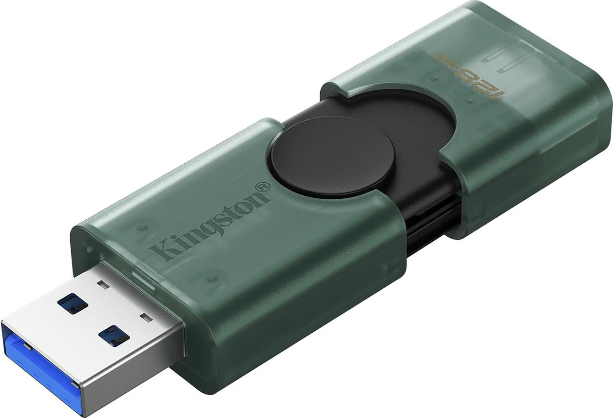 USB fleškë Kingston DataTraveler DuoG2 128GB, USB-A/USB-C, USB 3.2 Gen 1, zi/gjelbër
