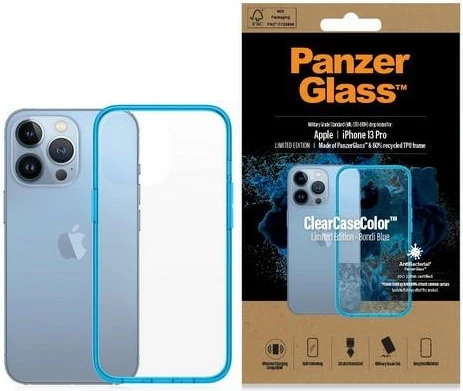 Mbështjellës PanzerGlass ClearCase, për iPhone 13 Pro, Transparent Blu