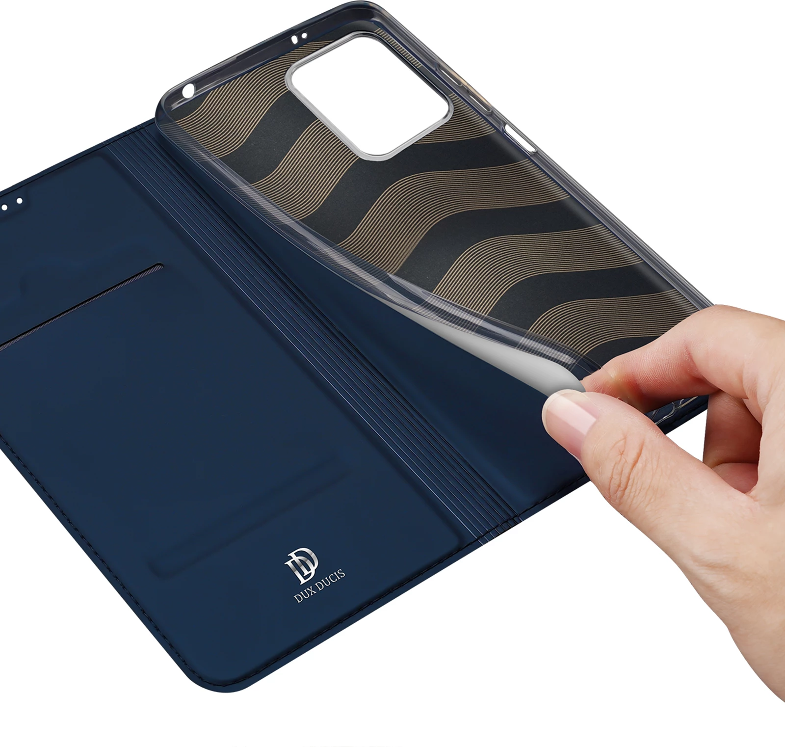 Mbështjellës Dux Ducis Skin Pro për Xiaomi Redmi Note 12 Pro+, me kapak, xhep për kartelë, funksion stand, kaltër