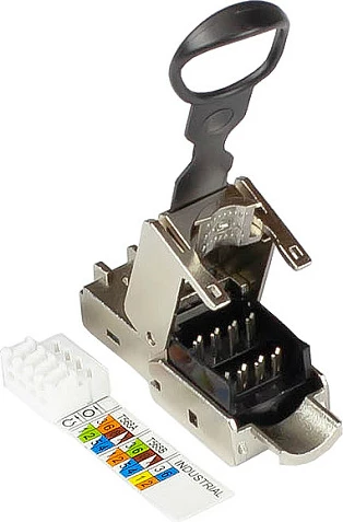Konektor RJ45 GoodConnections Cat 6A, i montueshëm në vend, i mbrojtur, argjend/zi