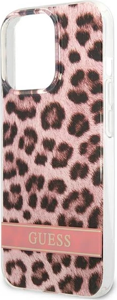 Mbështjellës Guess GUHCP13LHSLEOP për iPhone 13/13 Pro 6.1", hardcase, rozë Leopard
