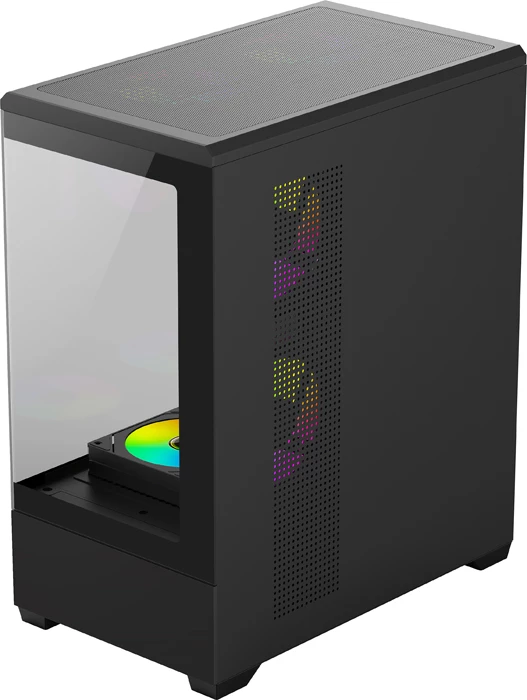 Kasë DarkFlash C365 Mini Tower me xham të temperuar, 5 ventilatorë 120mm, 270° panoramic, e zezë