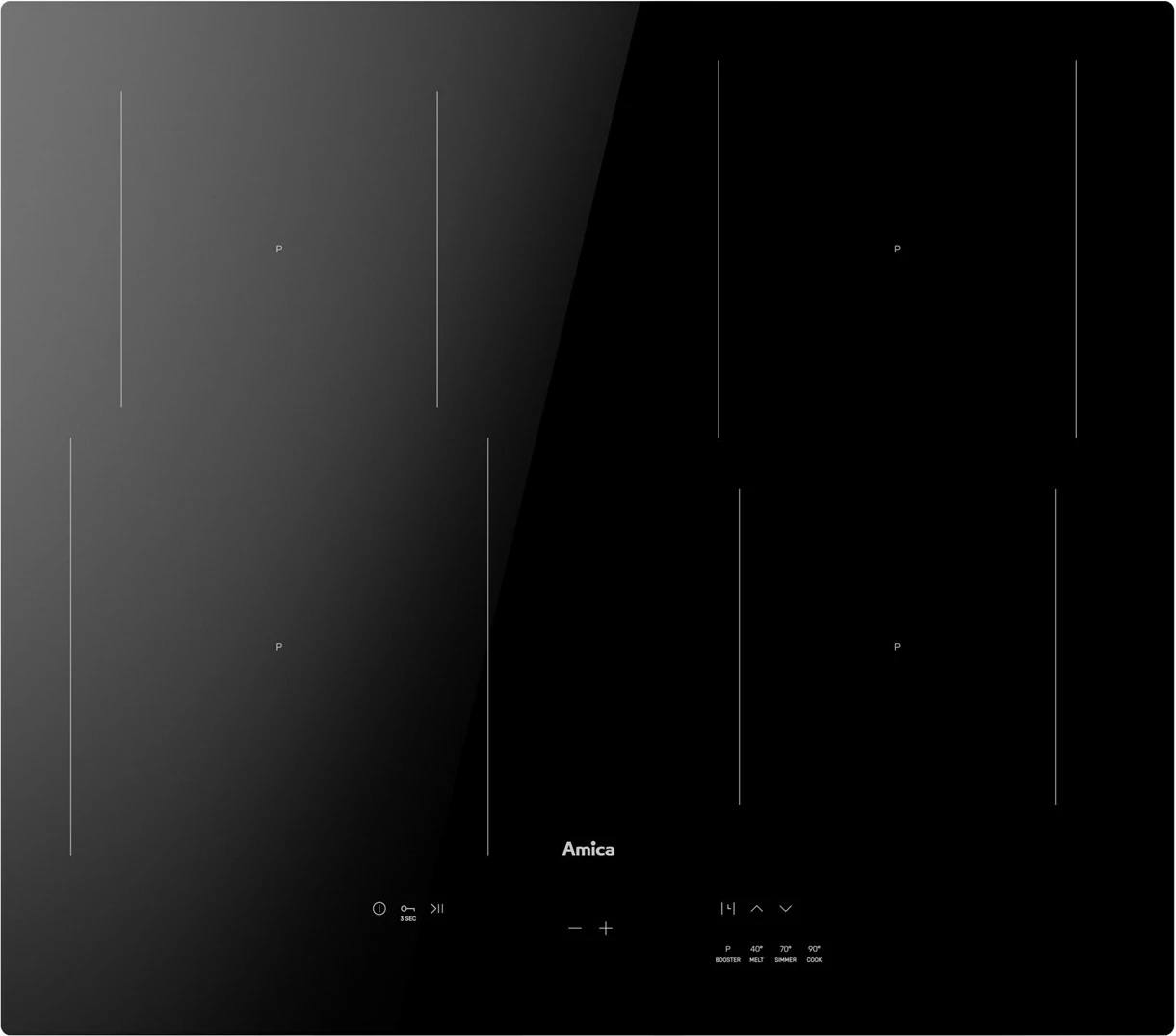 Pllakë induksioni Amica PIM6540PHTUN 3.0, 4 zona, e zezë