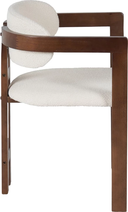 Set 2 karrige me mbështetëse, dru kauçuku, këmbë ngjyrë arre, material bezhë, 58.5x51x76cm