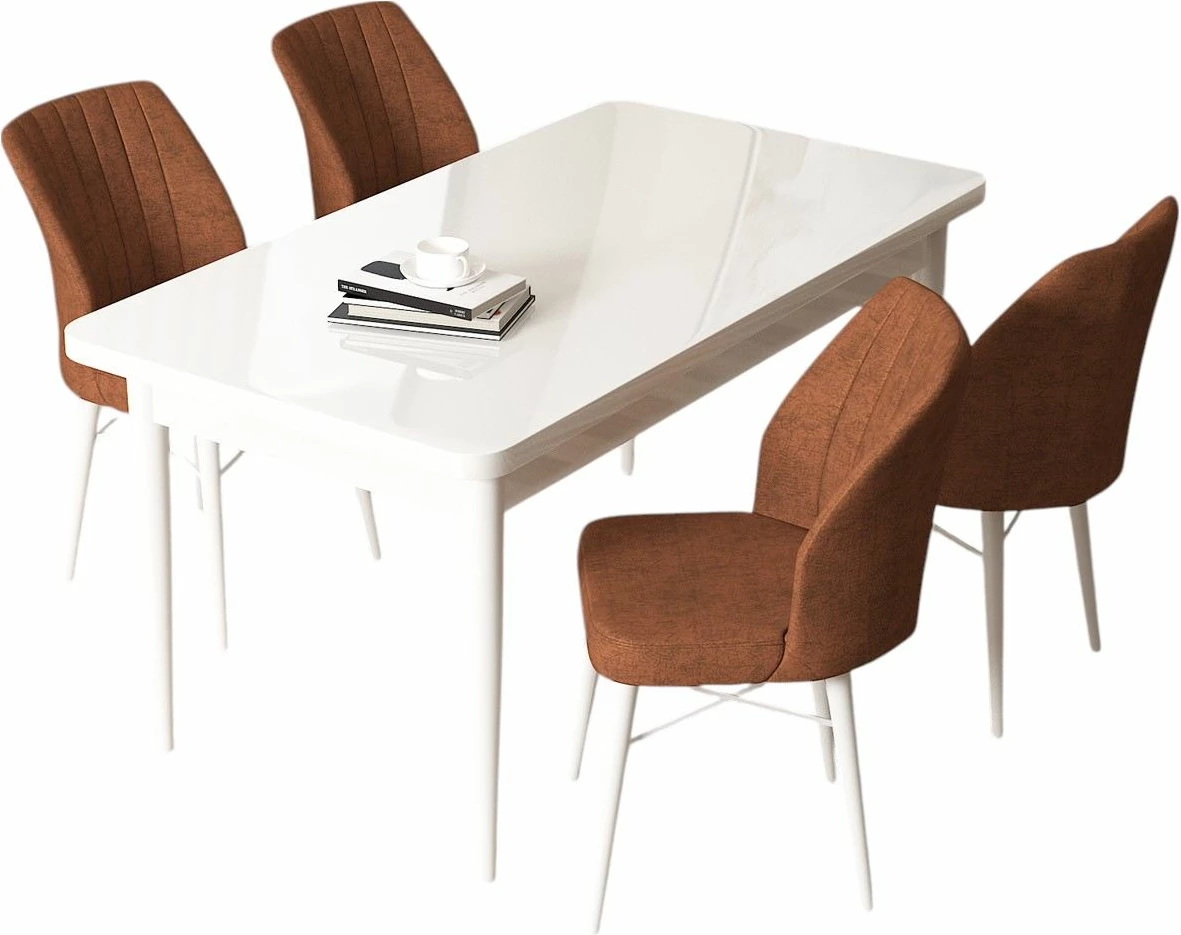 Tavolinë me karrige, 5 copë, Skye Decor, e bardhë, e kuqe tullë