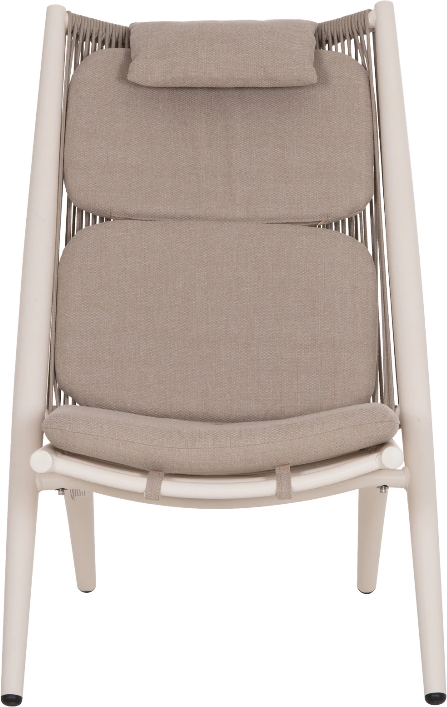Karrige relaksi për oborr REMUS FH6642.02, alumin i bardhë, litar OLEFIN bezhë, 63x87x94cm