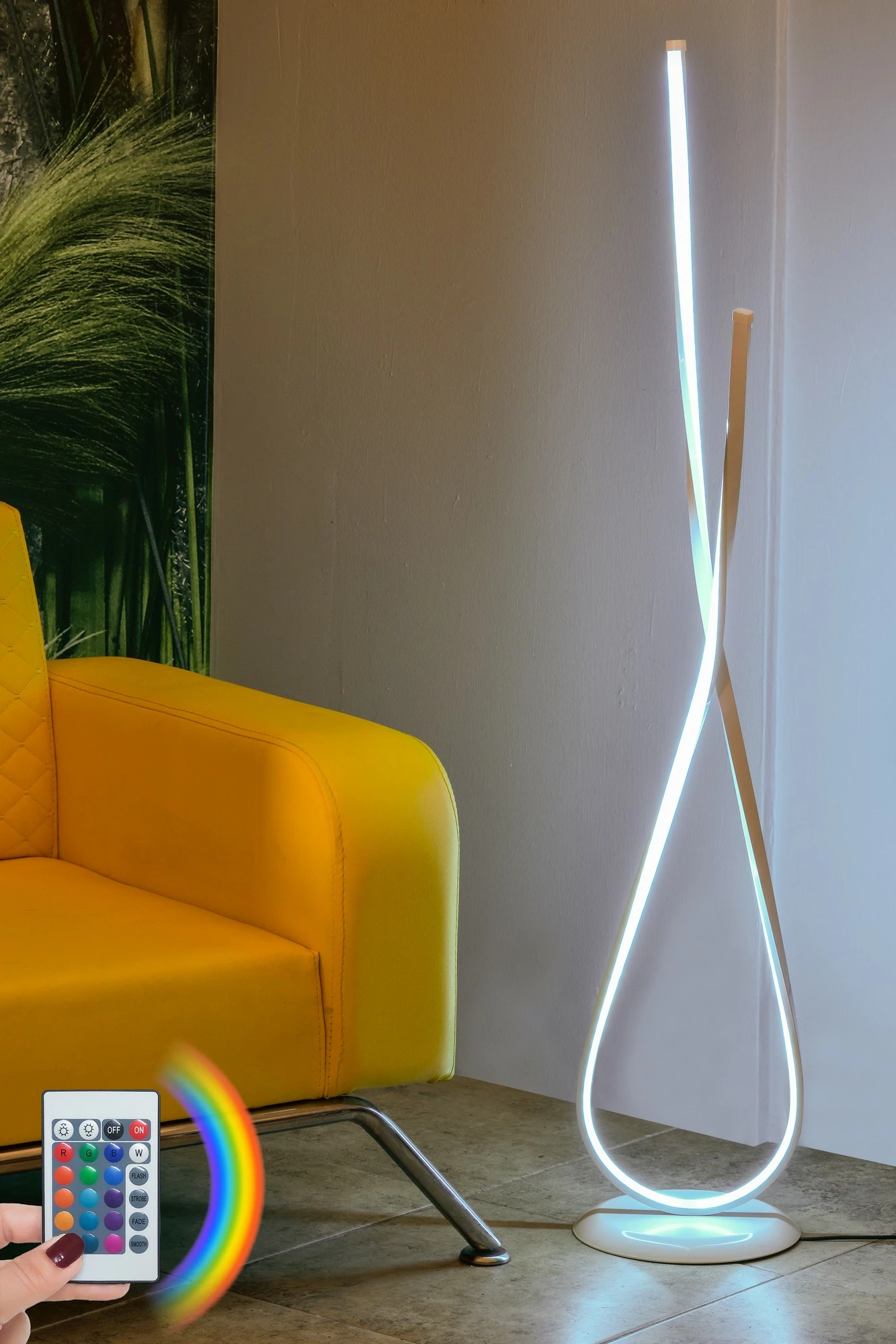 Llambë dyshemeje Opviq Van Gogh, e bardhë, shumëngjyrëshe