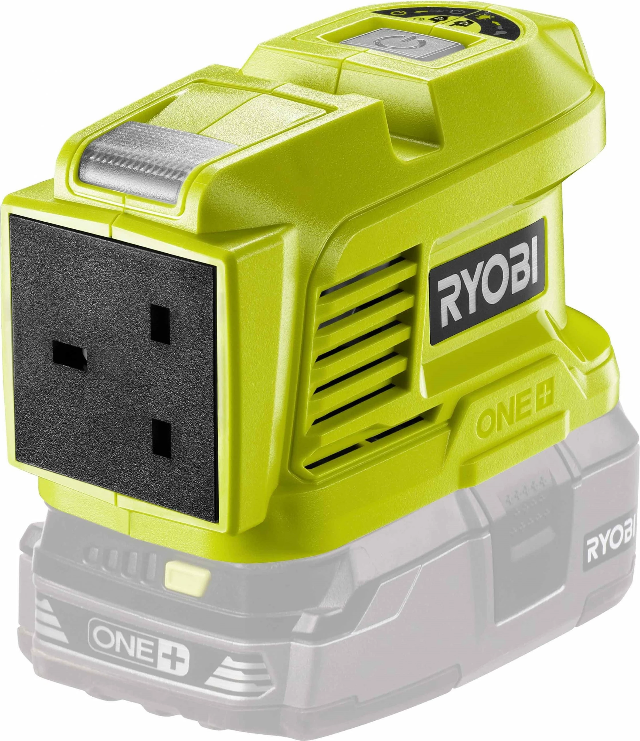 Inverter portativ Ryobi RY18BI150A-0, për bateri ONE+, i verdhë
