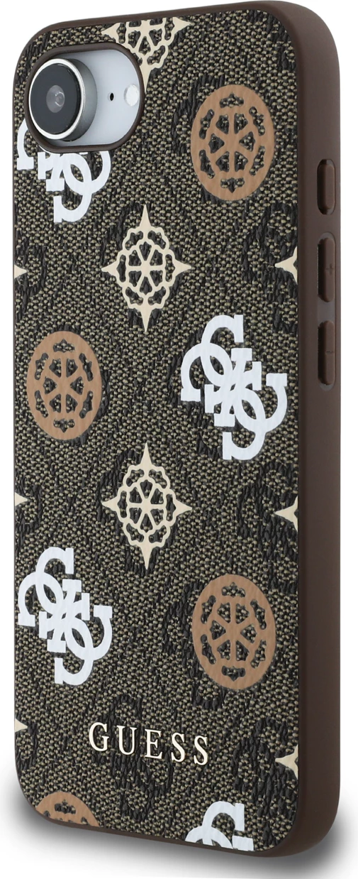 Mbështjellës Guess PU 4G Peony me MagSafe për iPhone 16e, Kafe