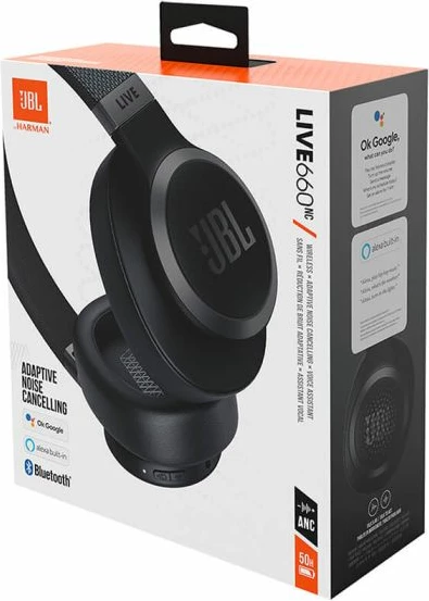 Kufje JBL Live 660NC Bluetooth wireless over-ear, ANC, 40mm, 50 orë bateri, të zeza