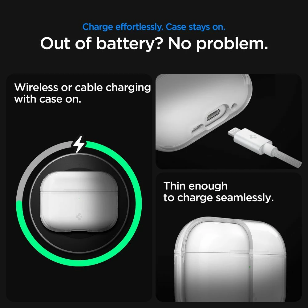 Mbështjellës TPU për AirPods Pro 3 Spigen Liquid Crystal, slim, me rrip dore, transparent, 1 copë
