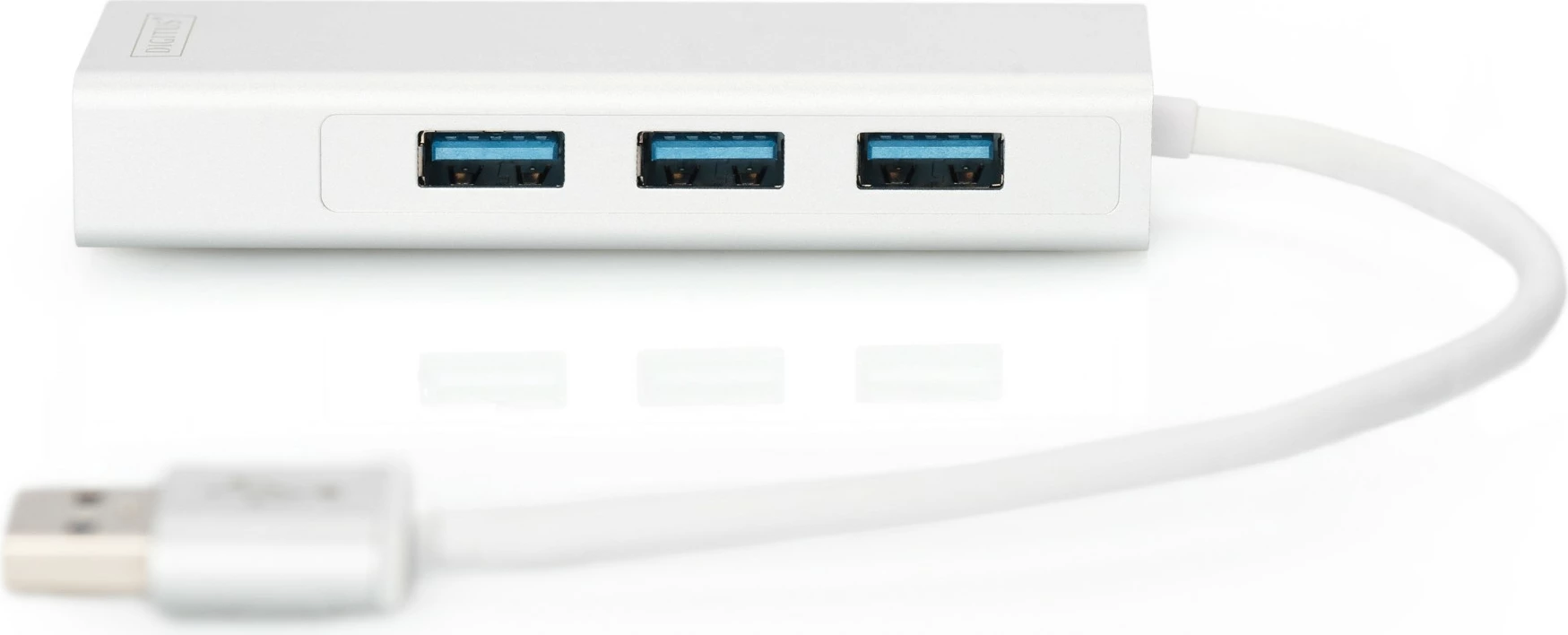 Hub USB 3.0 Digitus, 3 Porta & LAN Gigabit, Silver, White