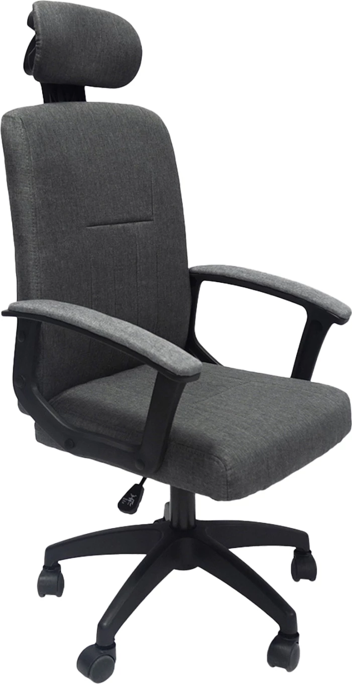 Karrige zyre NIMBLE FH1199.12, pëlhurë gri, kornizë dhe bazë najloni e zezë, 51x61x130H cm