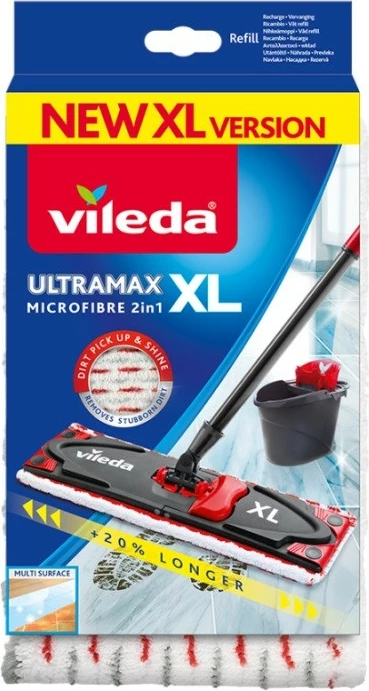 Insert për mop Vileda UltraMax XL, 42x14 cm, Gri/E kuqe/E bardhë