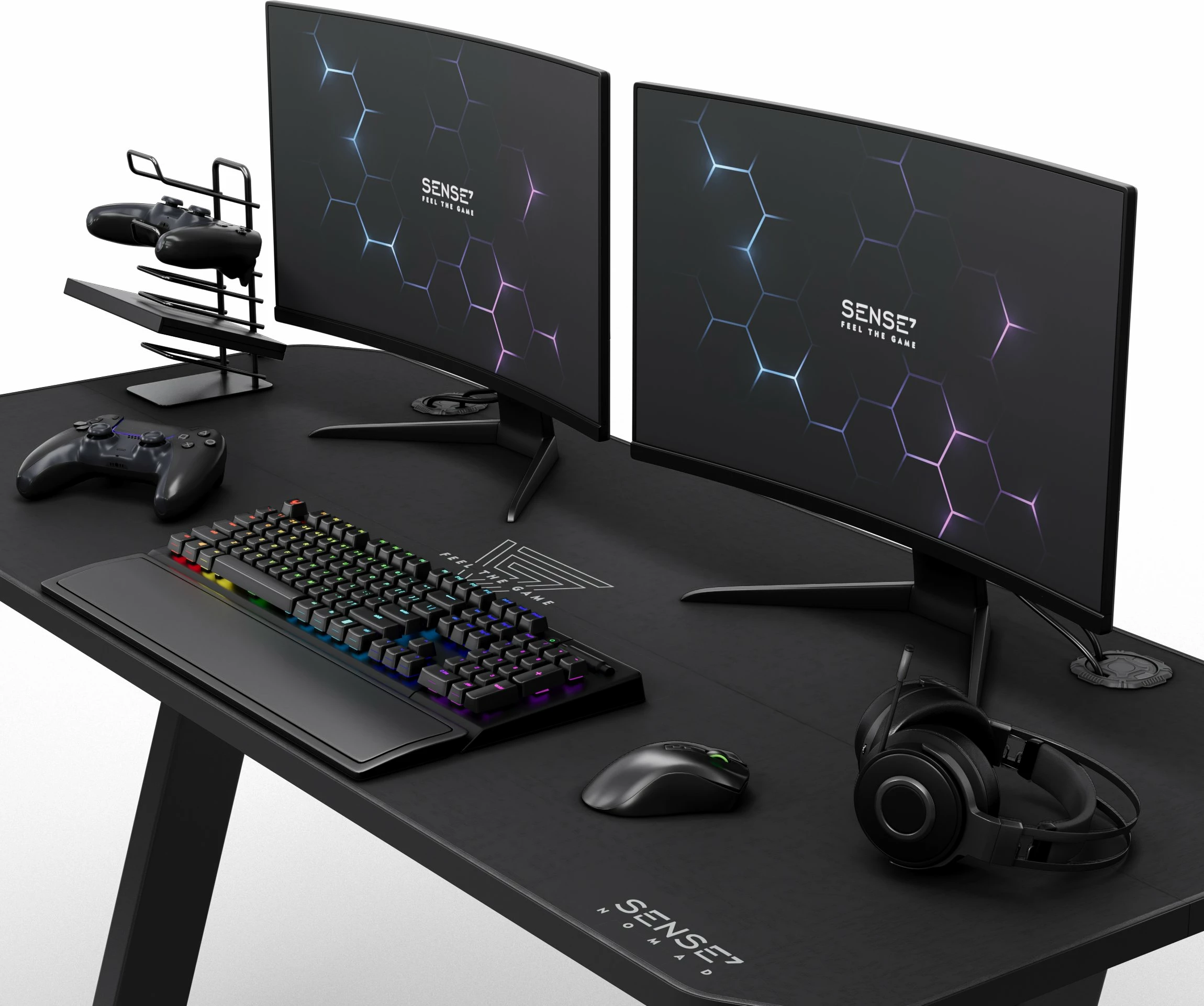 Tavolinë gaming SENSE7 Nomad Classic 140x60 cm, e zezë