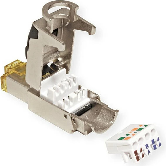 Konektor RJ45 ROLINE 21.17.0323, Cat6a, U/FTP (STP), i drejtë, zi/metalike