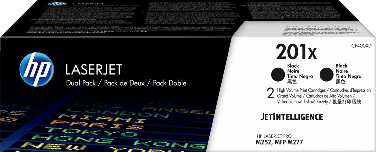 Toner HP 201X CF400XD kapacitet i lartë 2800 faqe, paketë dyshe, i zi