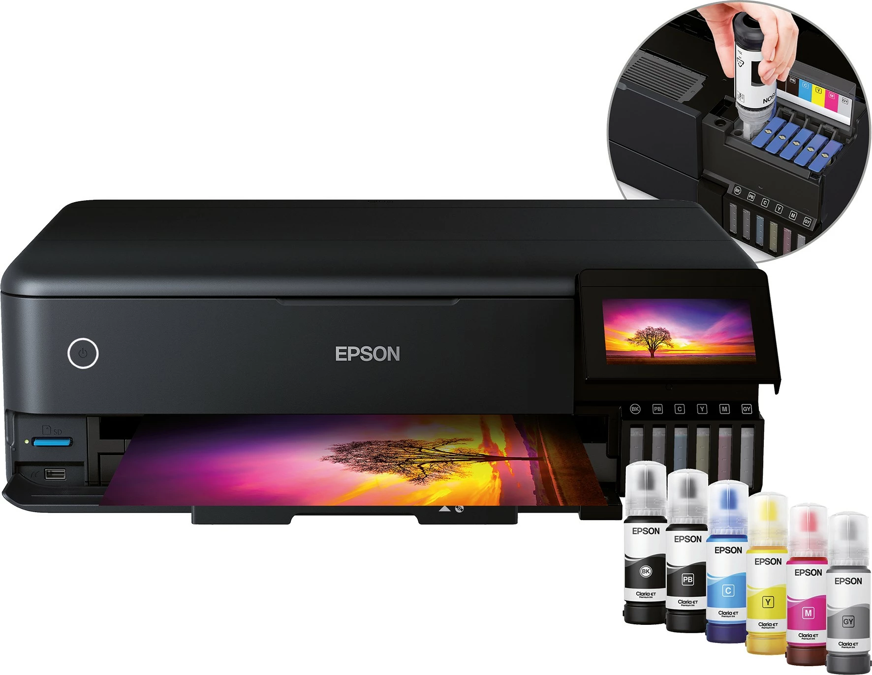Printer multifunksional Epson EcoTank ET-8550, A3, Wi-Fi, ekran me prekje, i zi