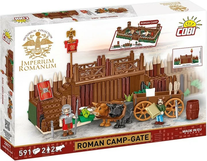 Set blloqesh ndërtimi, Cobi, COBI-20077 Roman Camp Gate, 591 elemente, 2 figurina + 2 qe, 8+