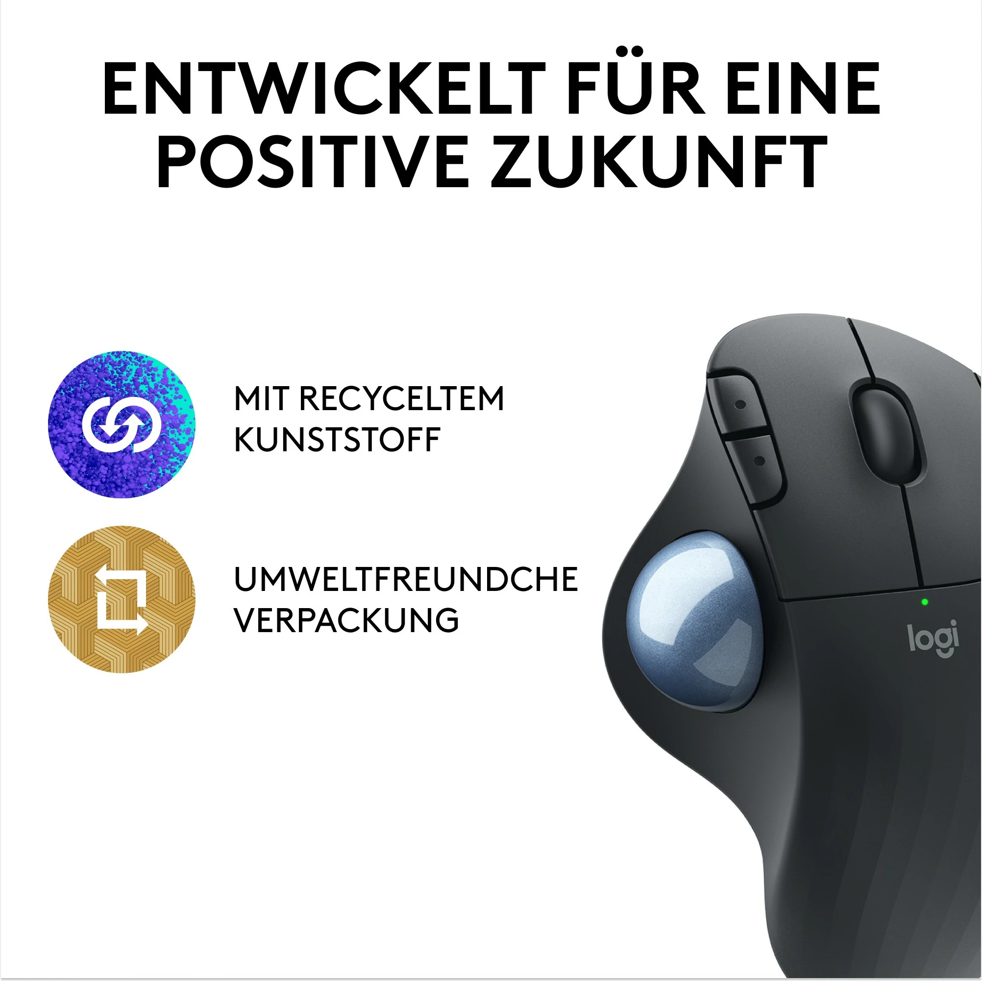 Maus Logitech ERGO M575S, Wireless Trackball, Graphite + Blue Ball