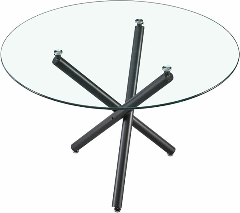 Tavolinë Gem, xham i tejdukshëm, bazë metalike e zezë, 110x110x74cm