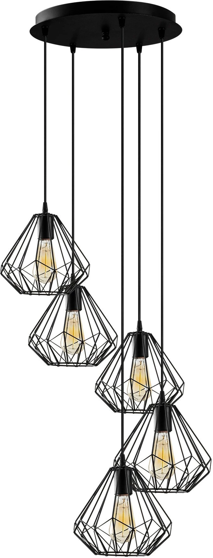 Llambë tavani Opviq, model Diamond - 704-5S2, e zezë, 5 llampa