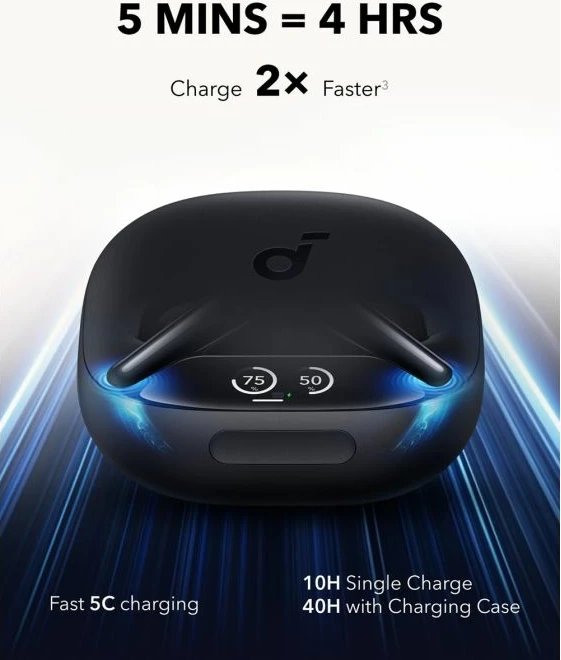 Kufje Anker Soundcore Liberty 4 Pro (A3954G11), pa kabllo, ANC, Bluetooth 5.3, 10h/40h, IP55, zi, set me kuti karikimi