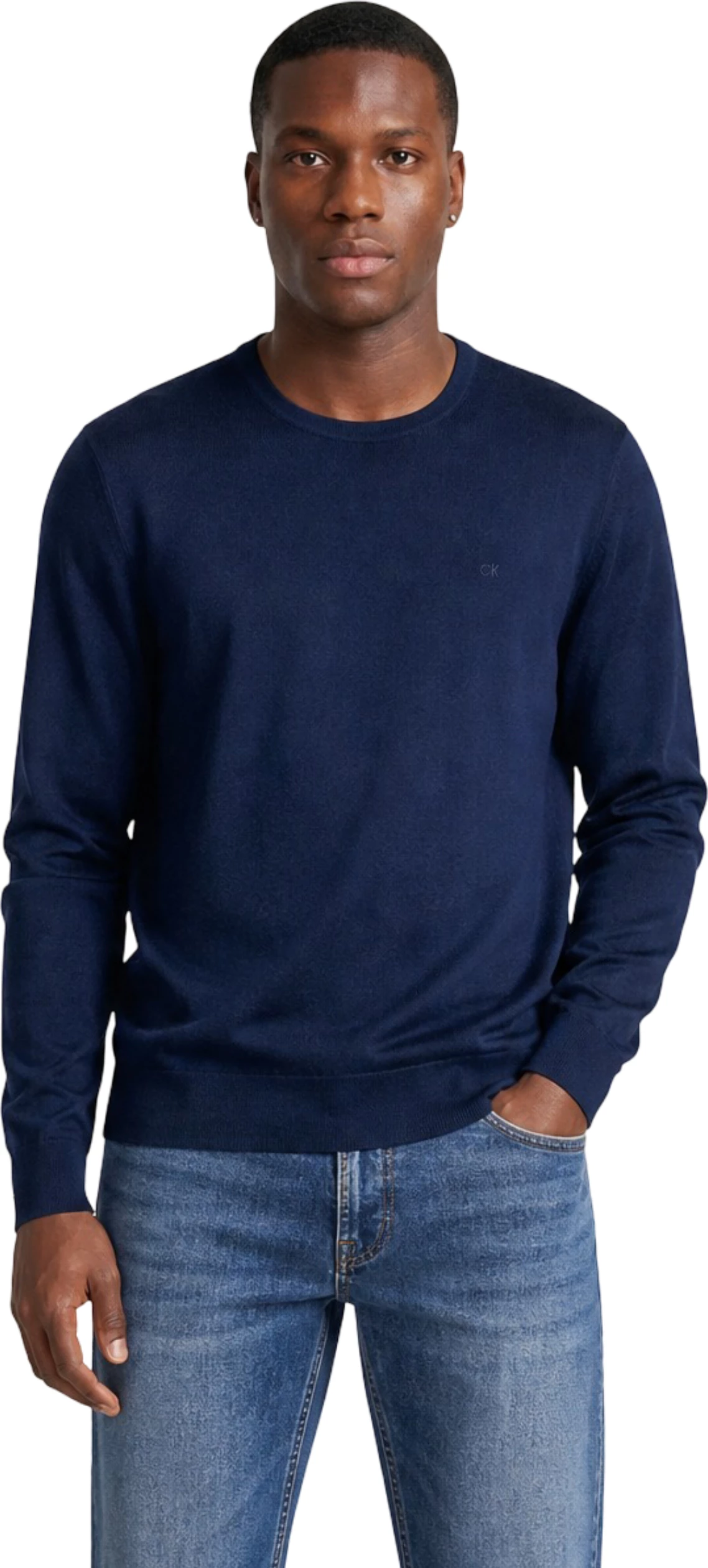 Xhemper për meshkuj Calvin Klein Merino RWS Crew Neck K10K109474, i kaltër