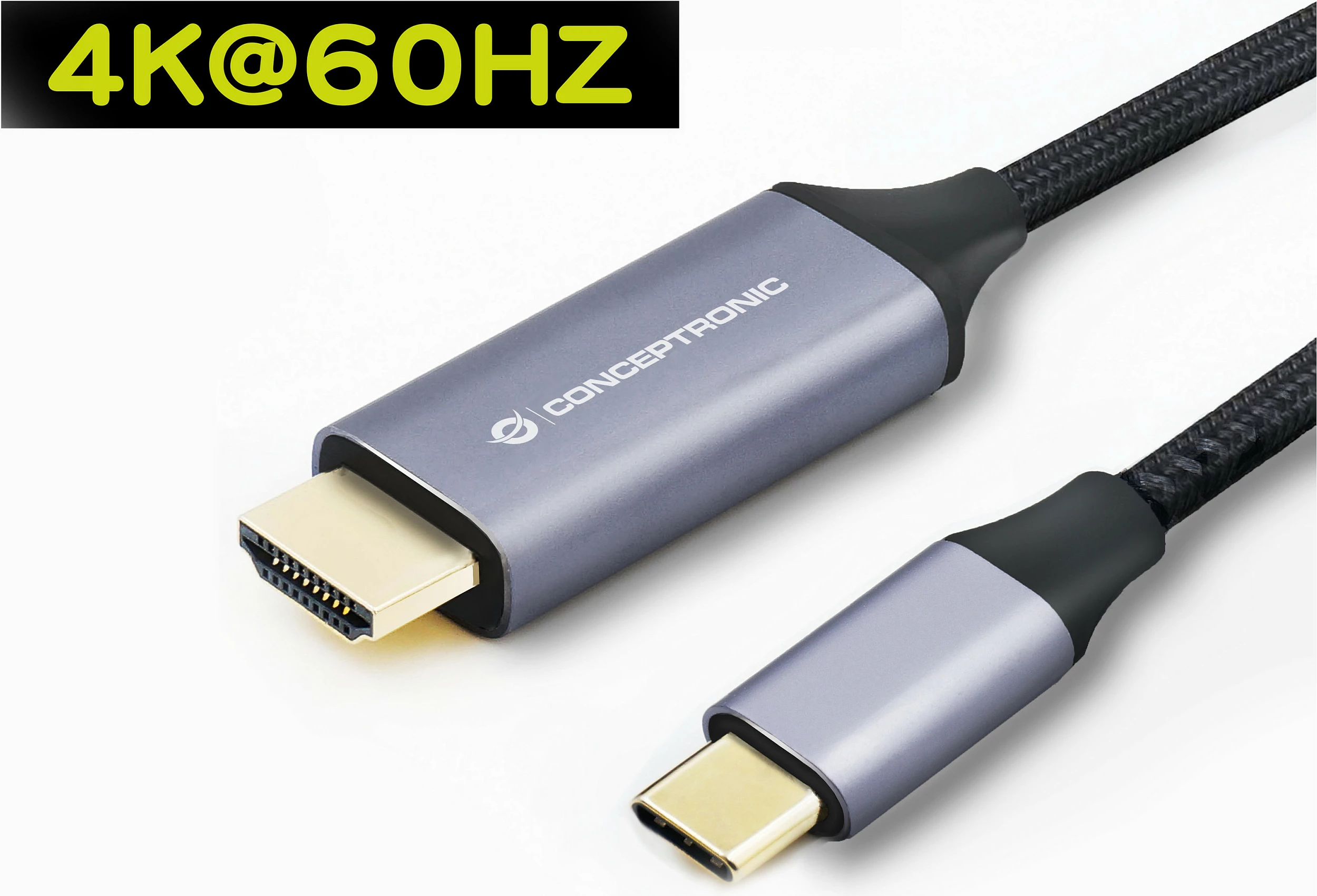 Kabllo USB-C në HDMI Conceptronic, 2 m, 4K@60Hz, Gri