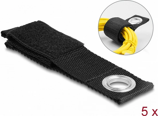 Rrip Velcro DeLOCK 260 x 38 mm, 5 copë, i zi