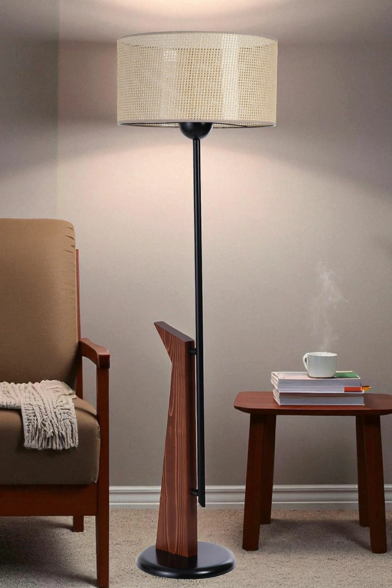 Llambë dyshemeje Opviq, 8956-6, ngjyrë bezhë, e zezë, arre