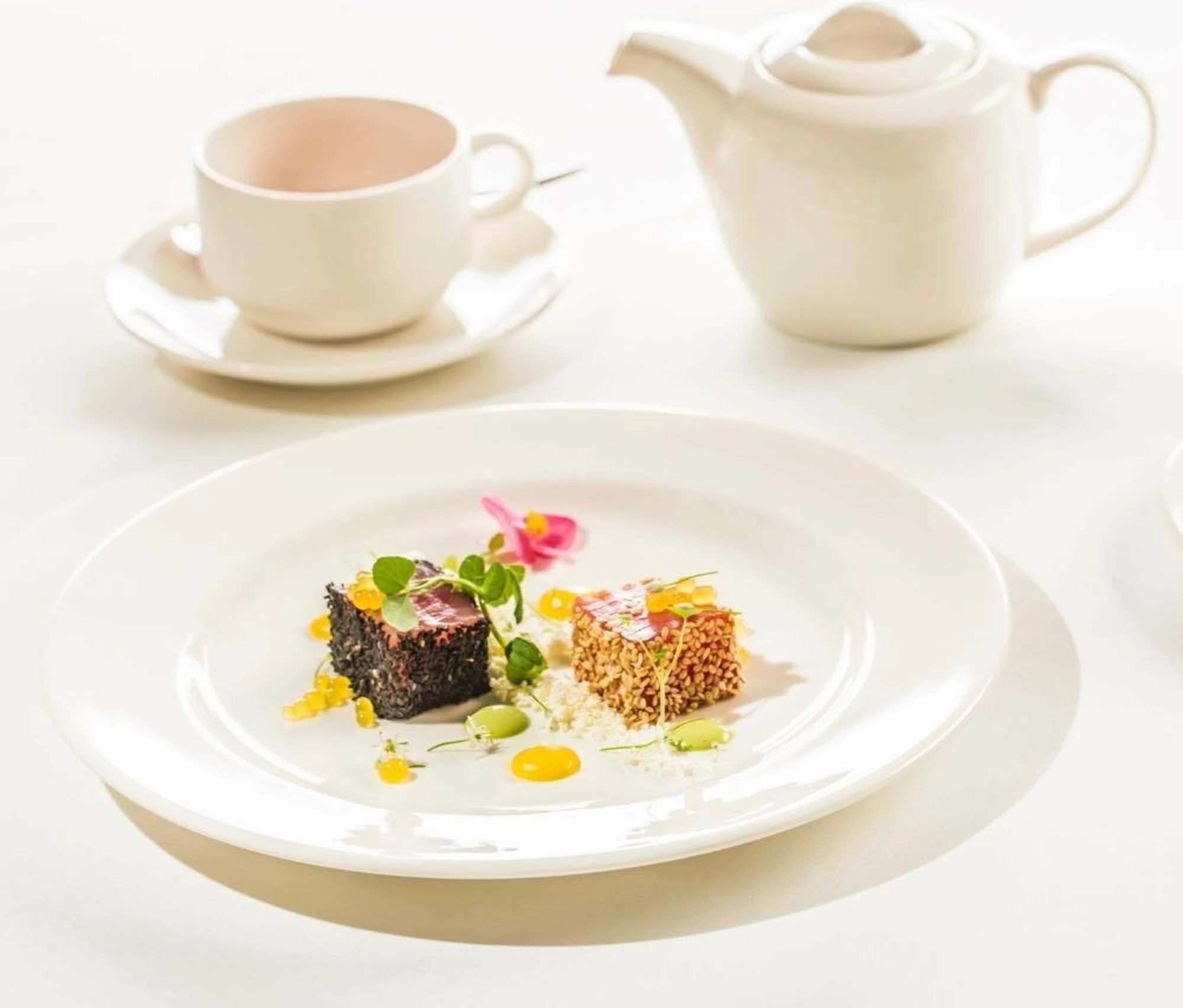 Enë sheqeri Fine Dine Crema, porcelan i vitrificum, me kapak, set 6 copë, krem