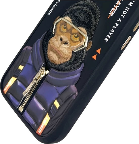 Mbështjellës Nimmy Cool&Cute 2.0 Monkey për iPhone 16 6.1", i zi, në kuti