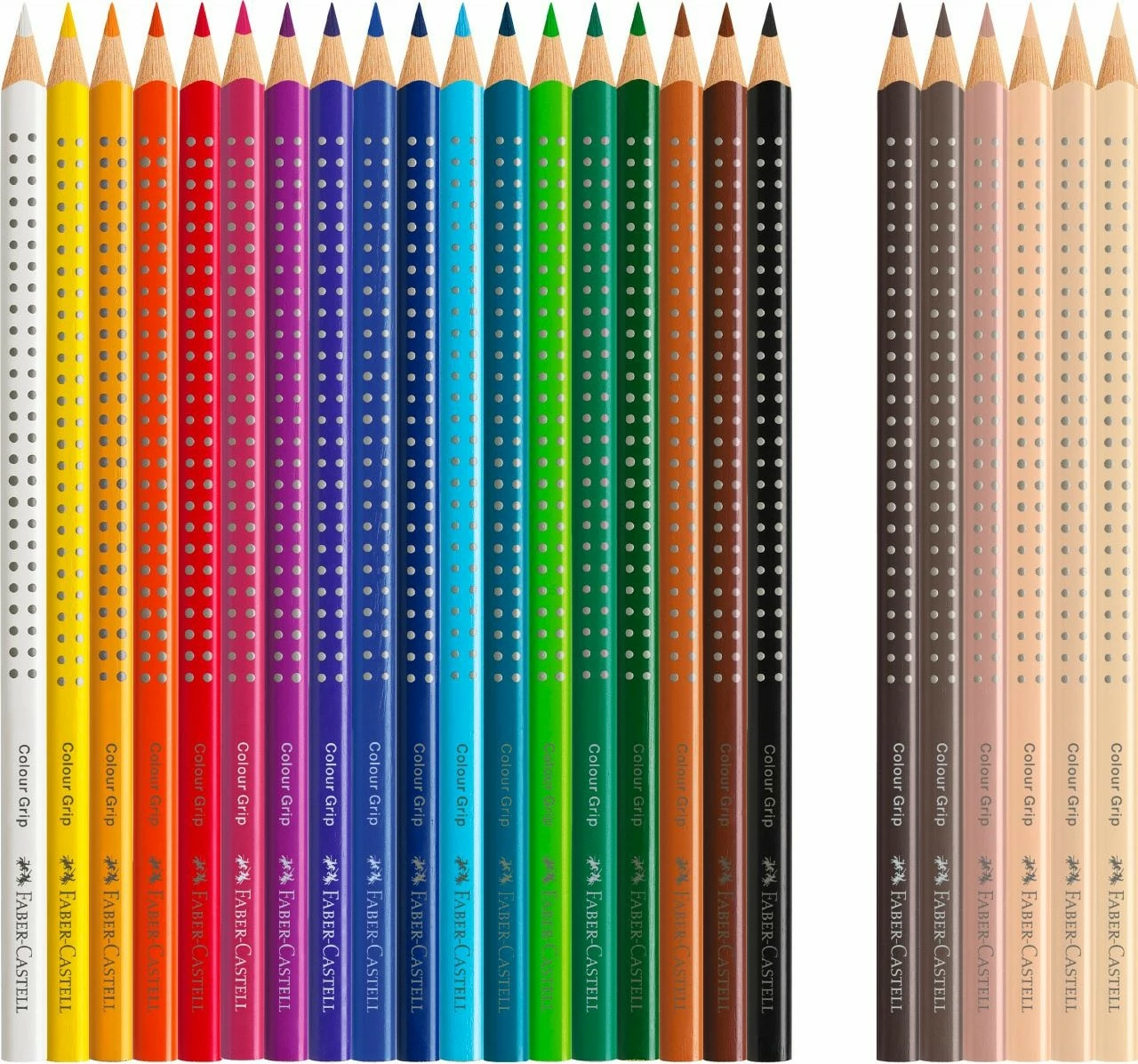 Lapsa ngjyrosës Faber-Castell Colour Grip 18+6, 24 copë, shumëngjyrëshe