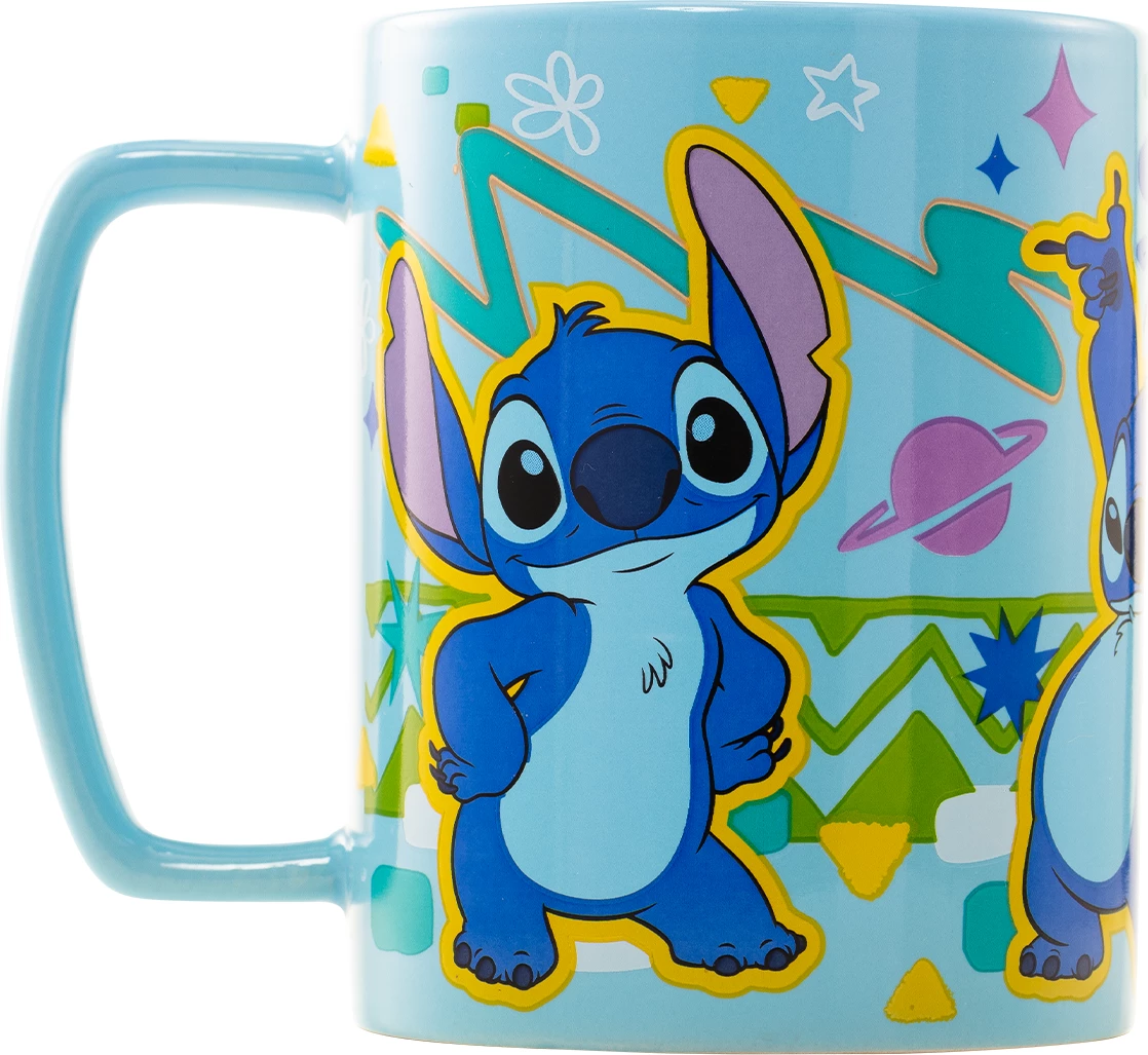 Filxhan Pyramid Lilo & Stitch "Stitch Face" 440 ml, me mbulesë fuzzy të heqshme, kaltër e çelët