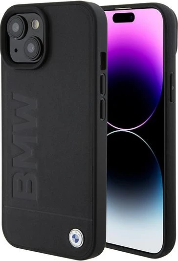 Mbështjellës BMW BMHMP15SSLLBK për iPhone 15 6.1", MagSafe, lëkurë, zi