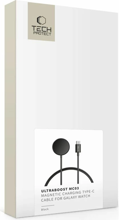 Karikues induktiv Tech-Protect MC03 UltraBoost për Samsung Galaxy Watch, USB-C, 100cm, Zi