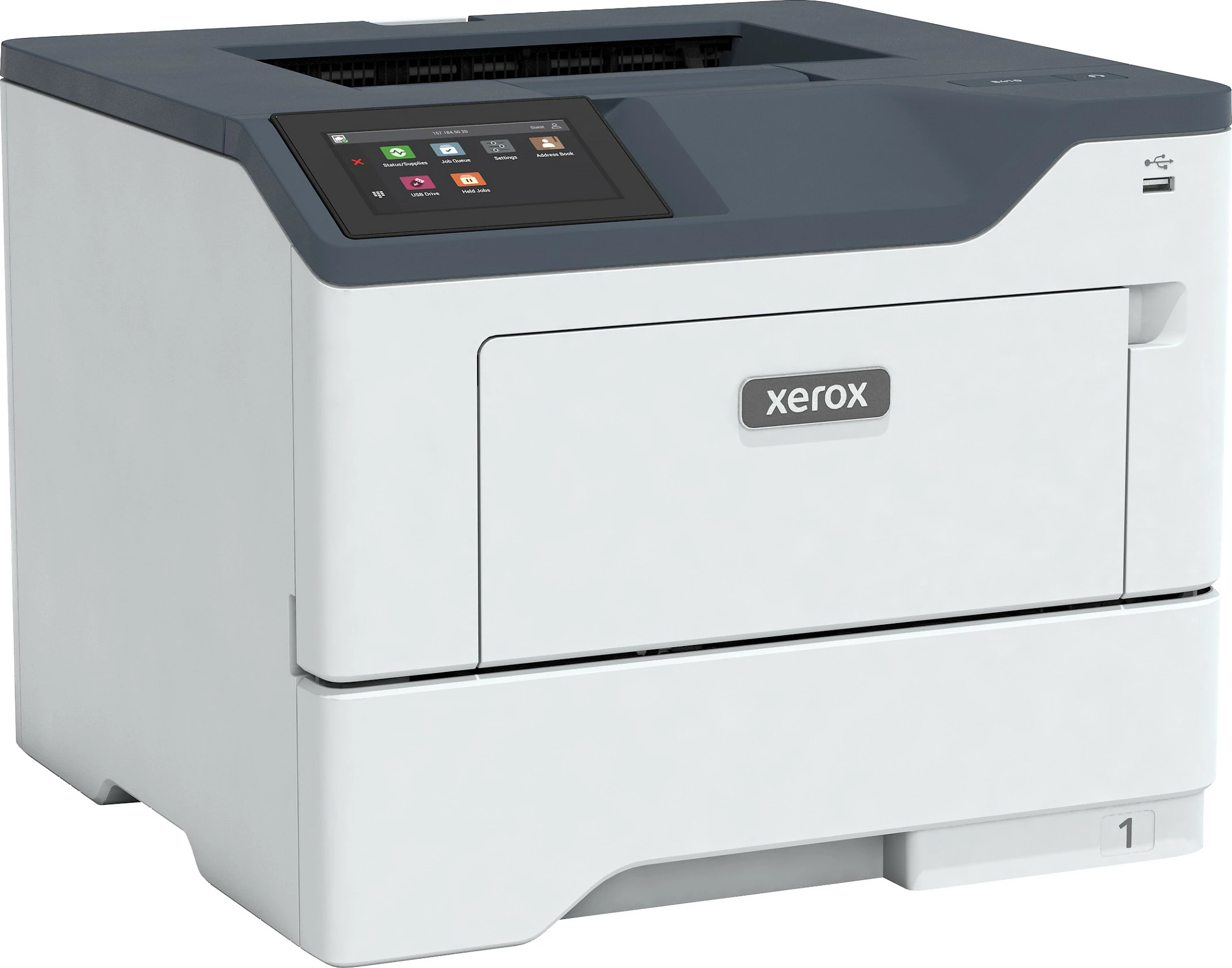 Printer laser Xerox B410, A4, 47ppm, duplex, 2 tabaka 650 fletë, 1200 x 2400 DPI, Ethernet, bardhë/gri