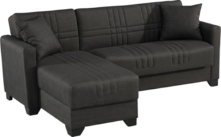 Kënd-sofë krevati i kthyeshëm Stashio, material tekstili, ngjyrë antracit, 202x143x84cm