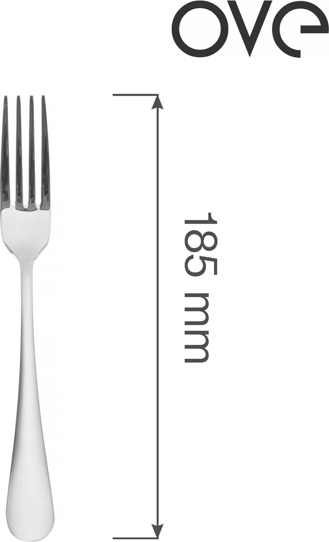 Pirun ëmbëlsire OVE Navarino 185 mm çelik inox 18/10 set 12 copë, argjendtë