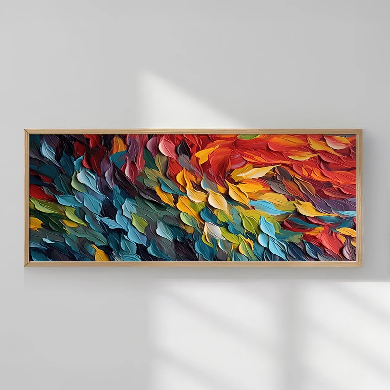 Pikturë murale Feder me kornizë, print digjital, shumëngjyrëshe, 120x2x50cm