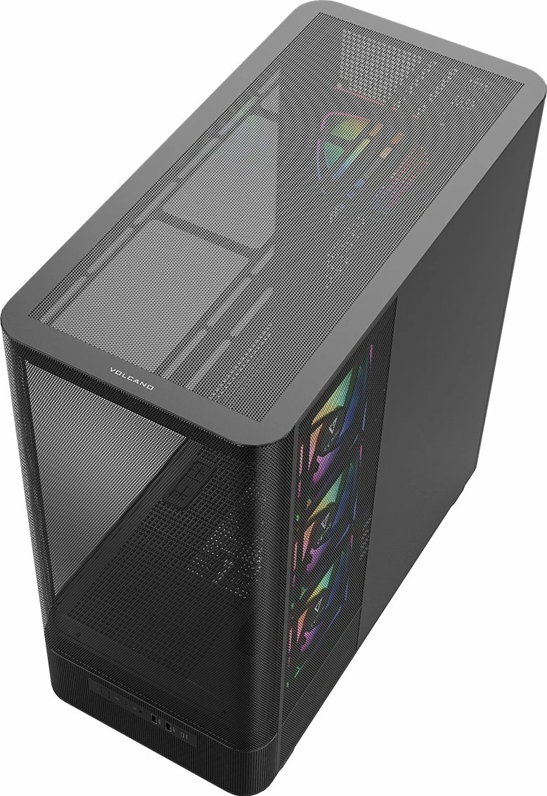 Kasë Modecom Volcano AQ400 ARGB (MC-A-AQ400-4FA-B) Midi Tower ATX/mATX/ITX, ekran LCD, 4x120mm ARGB, USB-C, e zezë