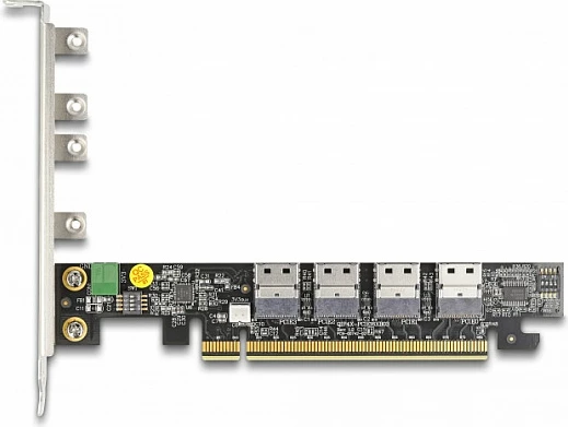 Kartë zgjerimi PCIe DeLOCK x16 në 4x SFF-8654 4i NVMe, PCIe 5.0, e bardhë
