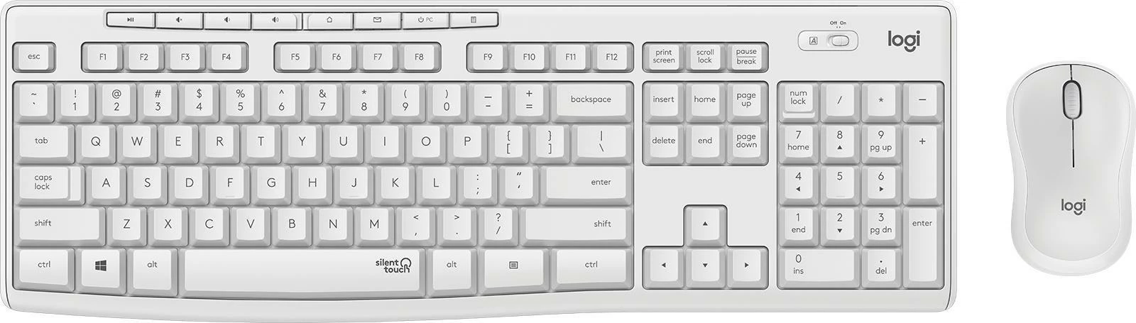 Set tastierë + Maus pa kabllo Logitech MK295 Silent Wireless Combo 920-009872, layout DE, e bardhë
