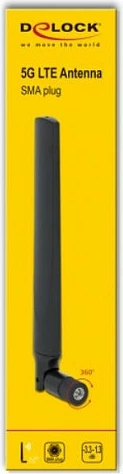 Antenë 5G/LTE DeLOCK 12634, SMA Male, omni-drejtimore, 1.3 dBi, e zezë